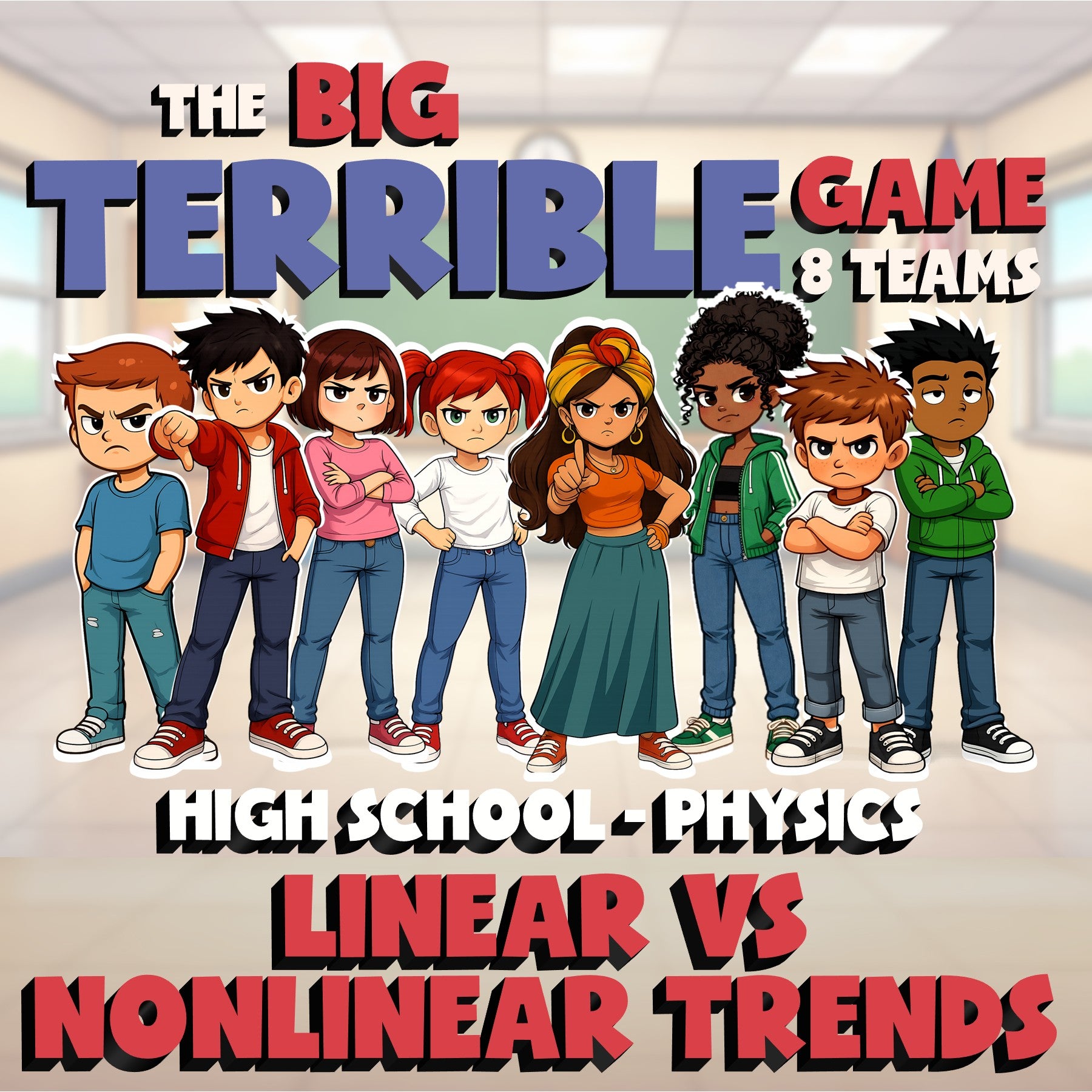 Linear vs Nonlinear Trends BIG TERRIBLE GAME - No Prep Physics Science Review
