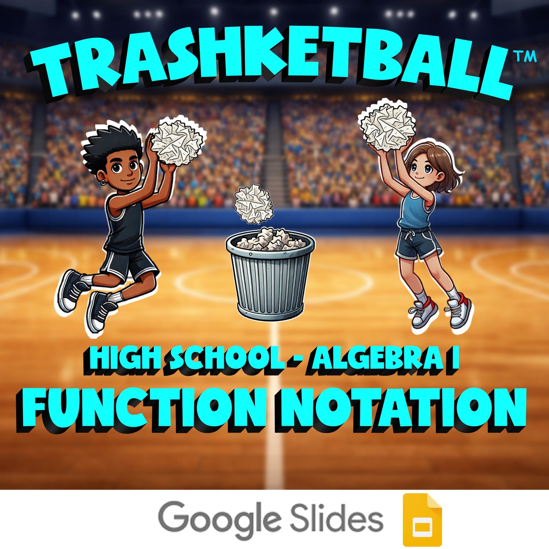 Function Notation TRASHKETBALL Math Game - No Prep Algebra 1 Review Activity