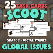 Global Issues SCOOT TASK CARDS Socials Game - No Prep Grade 3 Review Activity