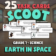 Earth in Space SCOOT TASK CARDS Science Game - No Prep Grade 7 Review Activity