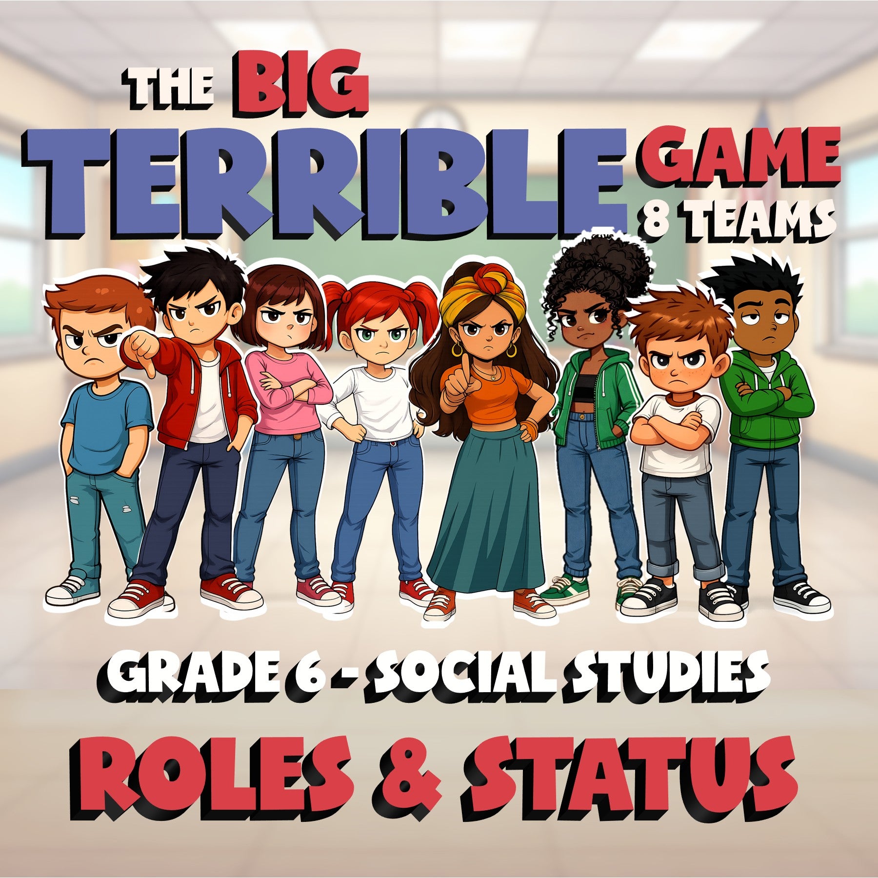 Roles & Status BIG TERRIBLE GAME - No Prep Grade 6 Socials Review Activity