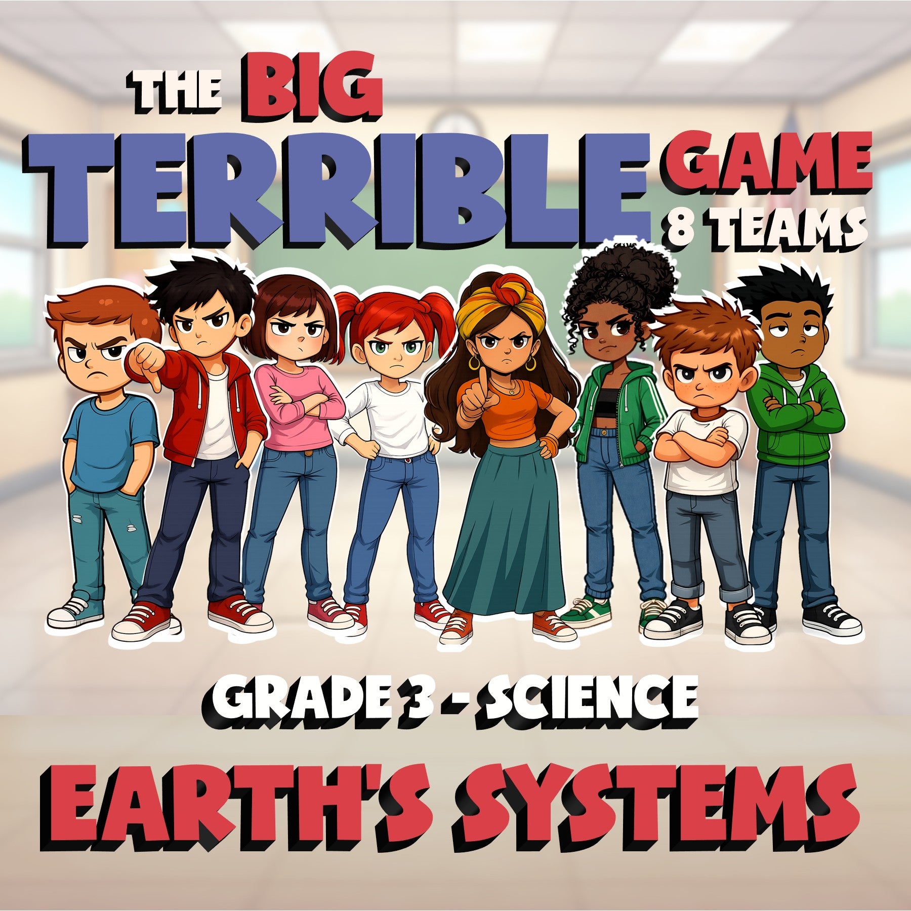 Earth’s Systems BIG TERRIBLE GAME - No Prep Grade 3 Science Review Activity