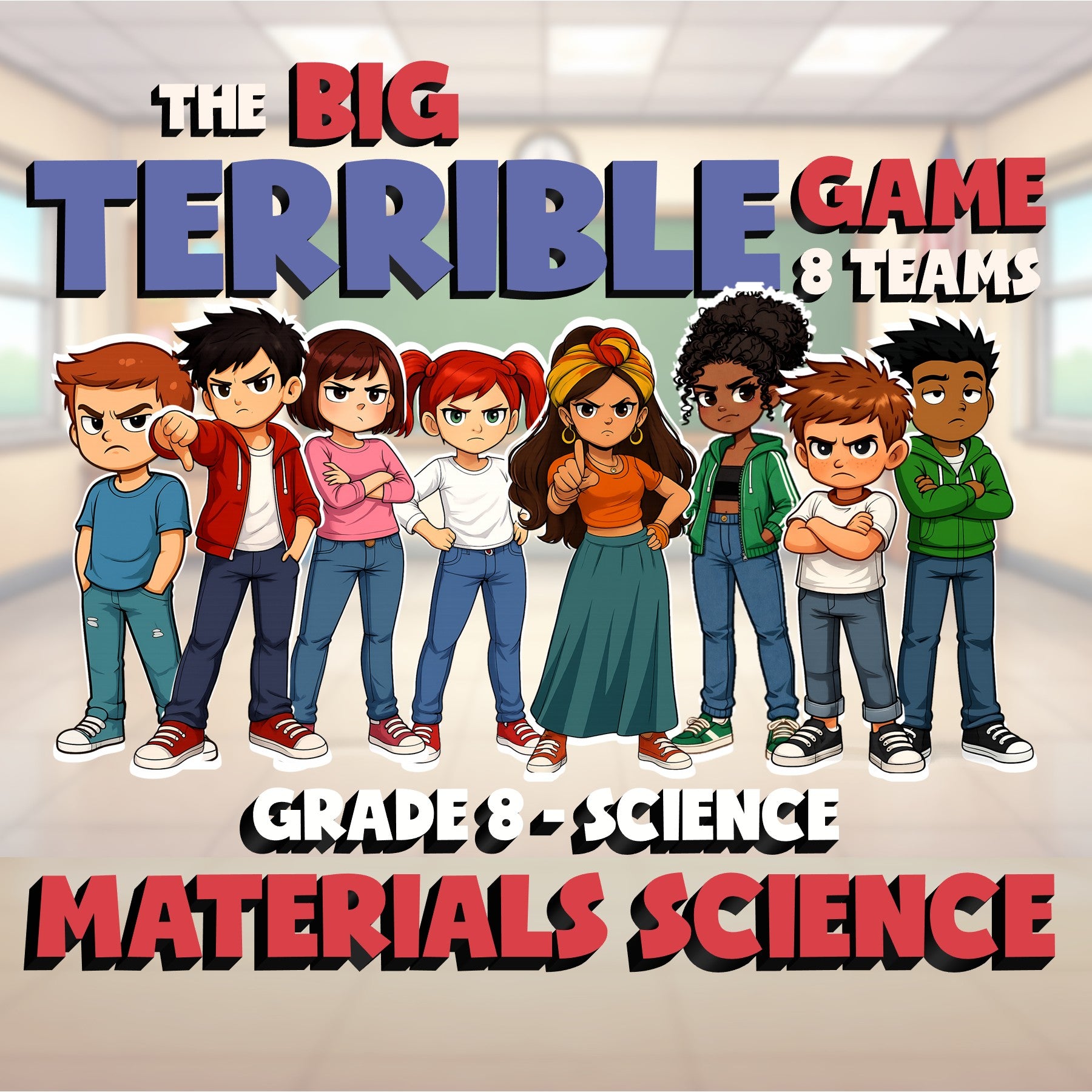 Materials Science BIG TERRIBLE GAME - No Prep Grade 8 Science Review Activity