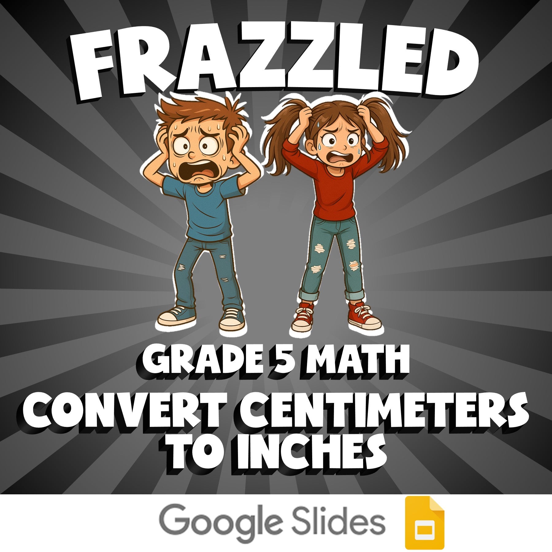 Convert Centimeters to Inches FRAZZLED Math Game - No Prep Grade 5 Review