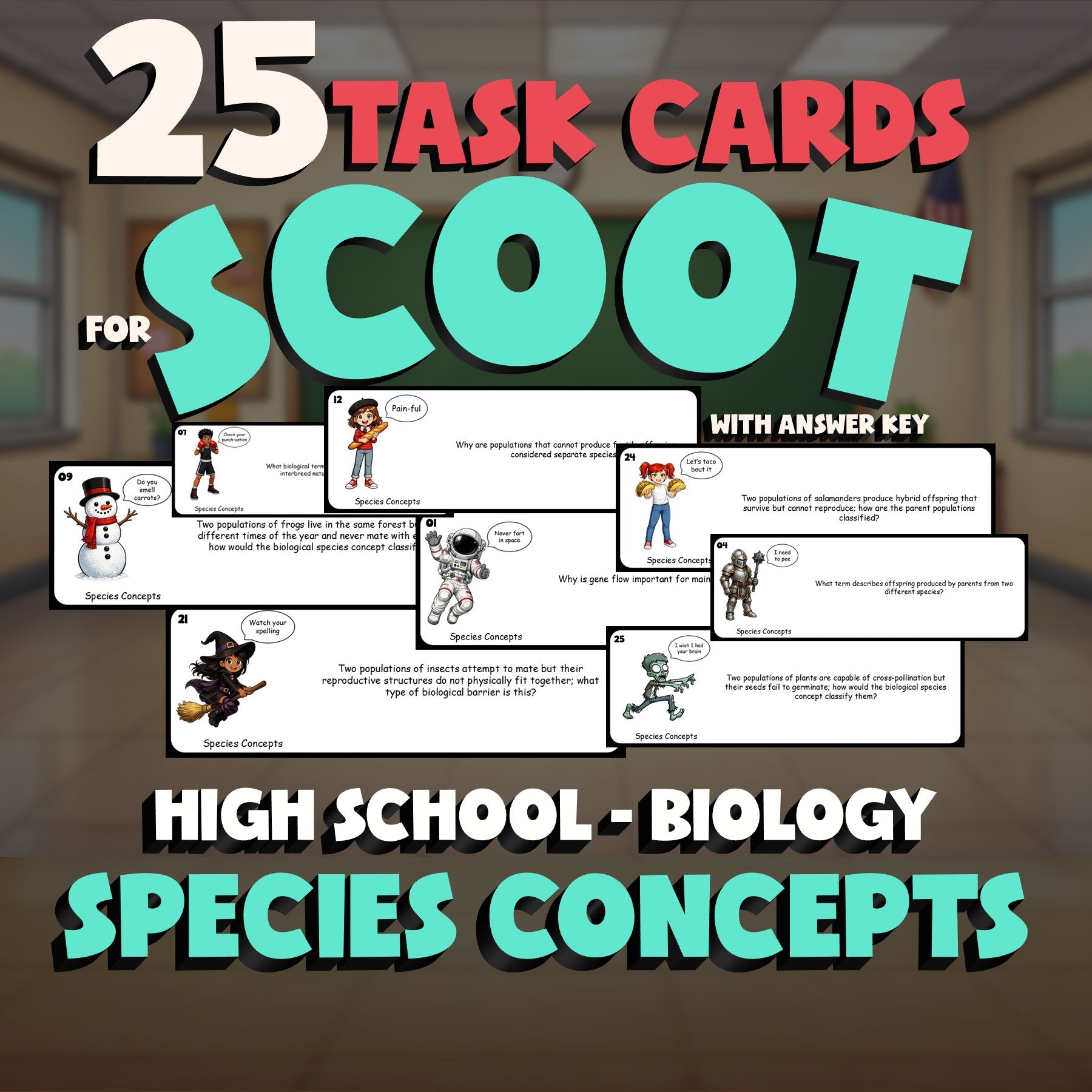 Species Concepts SCOOT TASK CARDS Science Game - No Prep Biology Review Activity