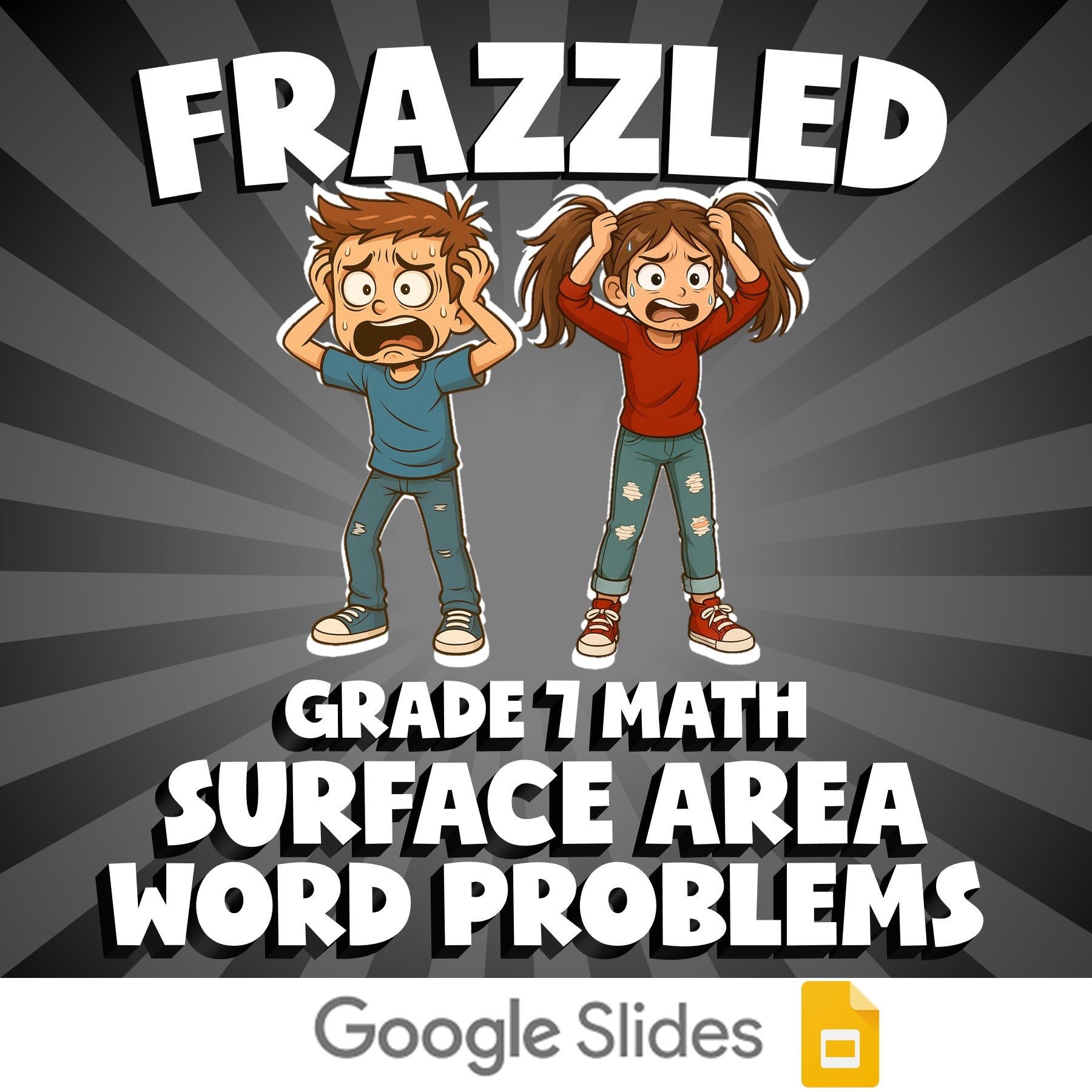 Surface Area Word Problems FRAZZLED Math Game - No Prep Grade 7 Review Activity