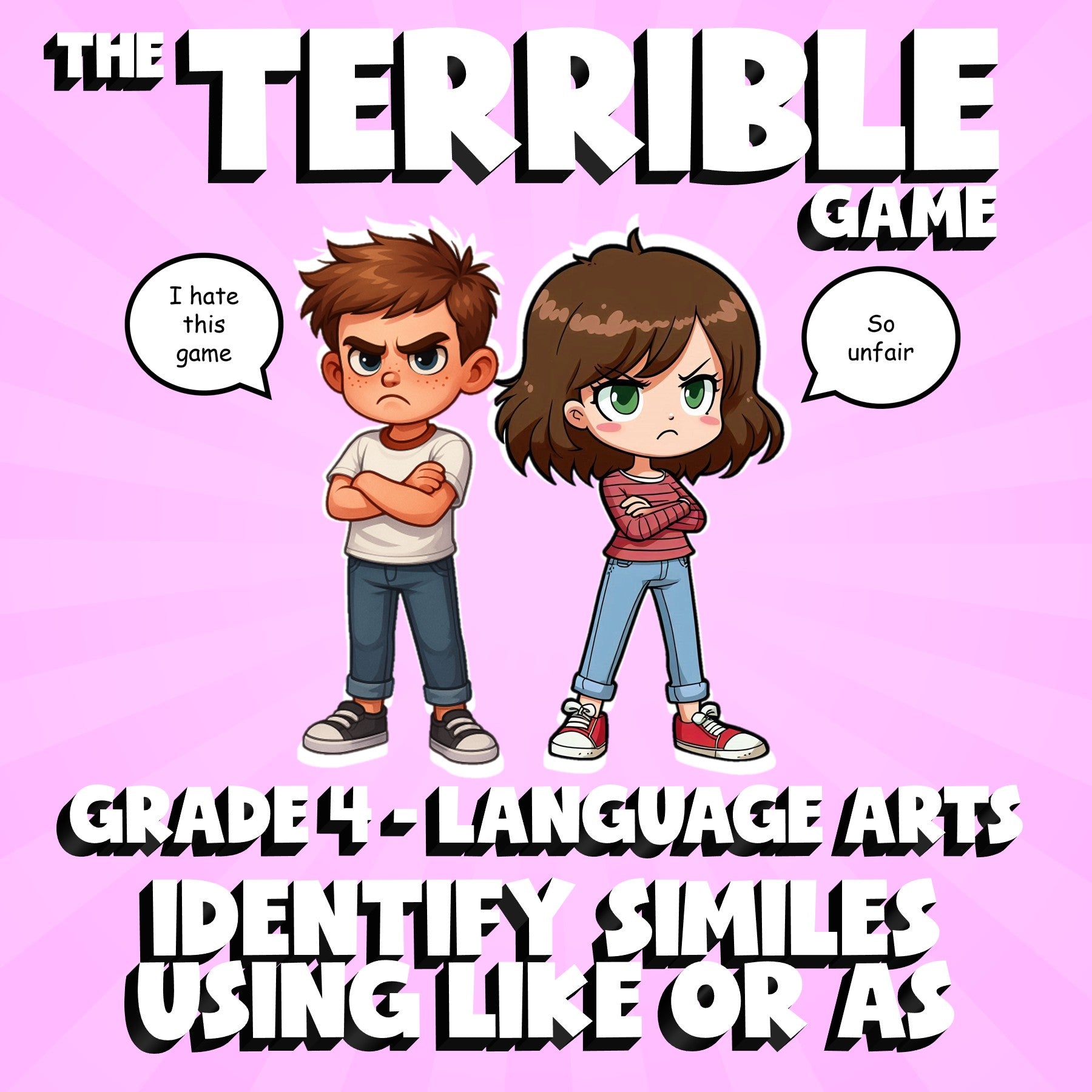 Identify Similes Using Like or As THE TERRIBLE GAME - No Prep Grade 4 ELA Review