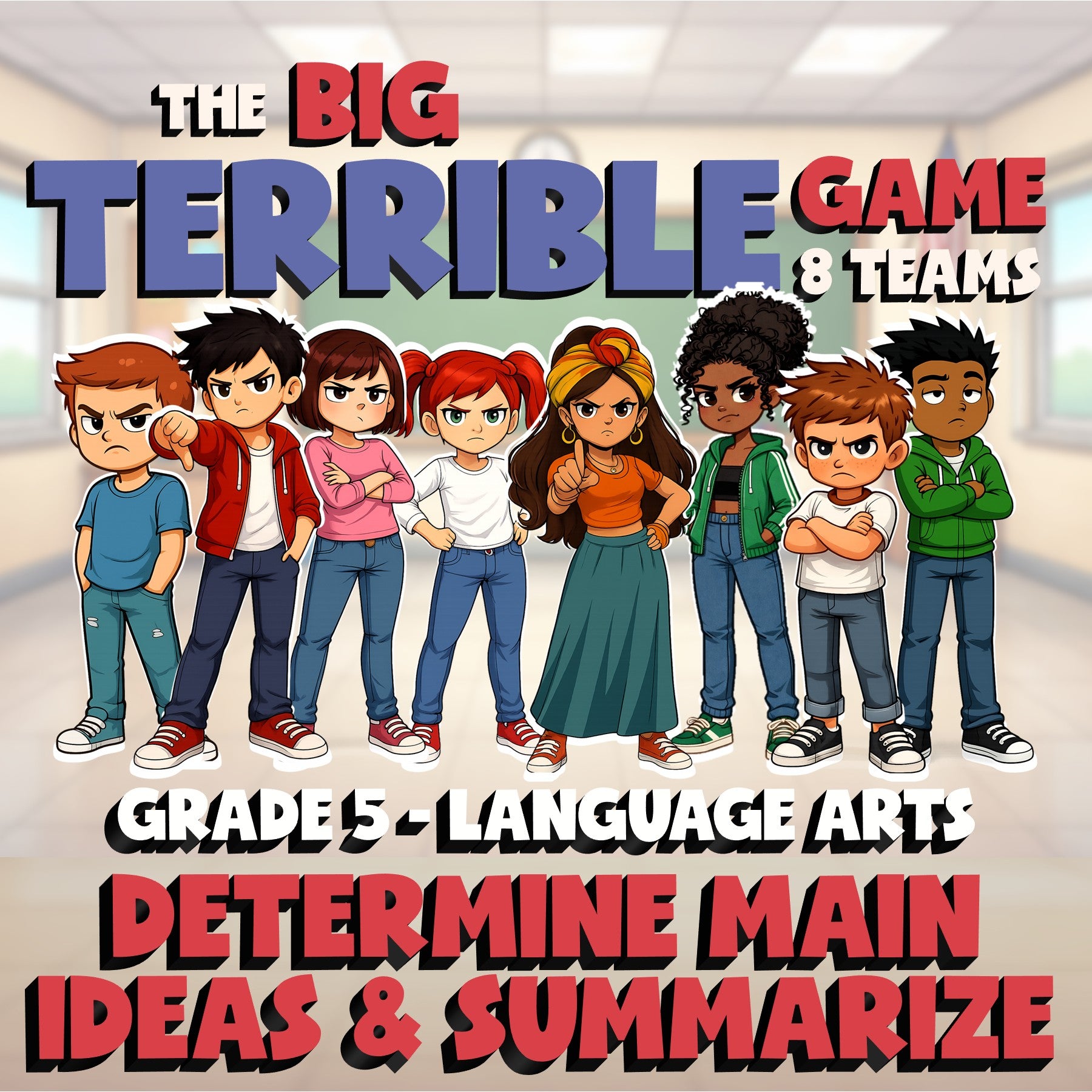 Determine Main Ideas & Summarize BIG TERRIBLE GAME - No Prep Grade 5 ELA Review