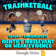 Identify Irrelevant or Weak Evidence TRASHKETBALL ELA Game - No Prep Grade 6