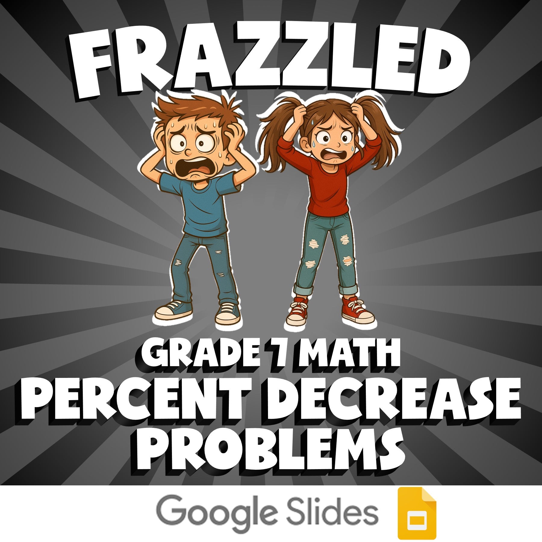 Percent Decrease Problems FRAZZLED Math Game - No Prep Grade 7 Review Activity