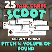 Pitch & Volume of Sound SCOOT TASK CARDS Science Game - No Prep Grade 4 Review