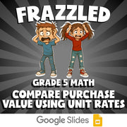 Compare Purchase Value Using Unit Rates FRAZZLED Math Game - No Prep Grade 5