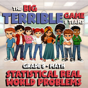 Statistical Real World Problems BIG TERRIBLE GAME - No Prep Grade 8 Math Review