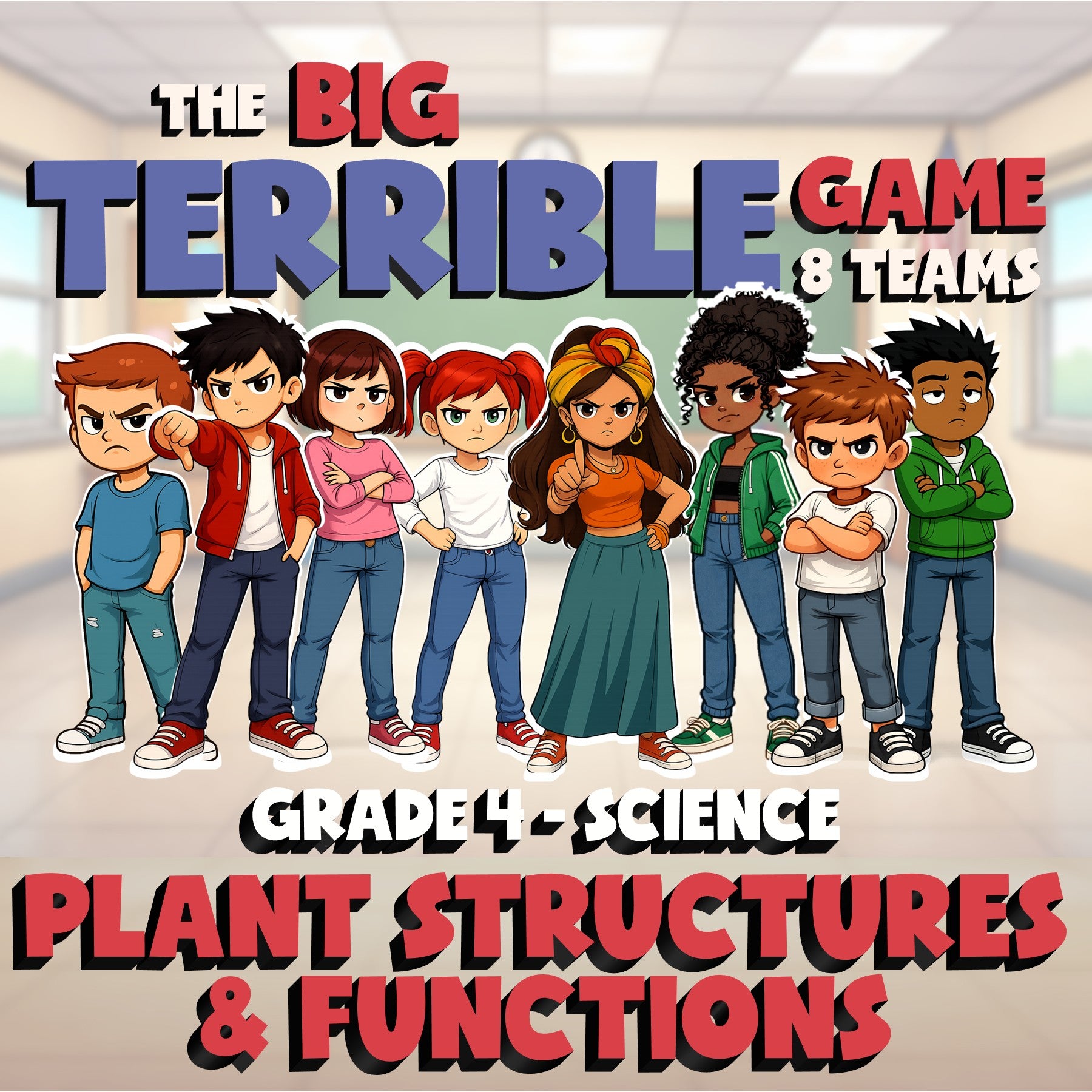 Plant Structures & Functions BIG TERRIBLE GAME - No Prep Grade 4 Science Review