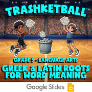 Greek & Latin Roots for Word Meaning TRASHKETBALL ELA Game - No Prep Grade 5