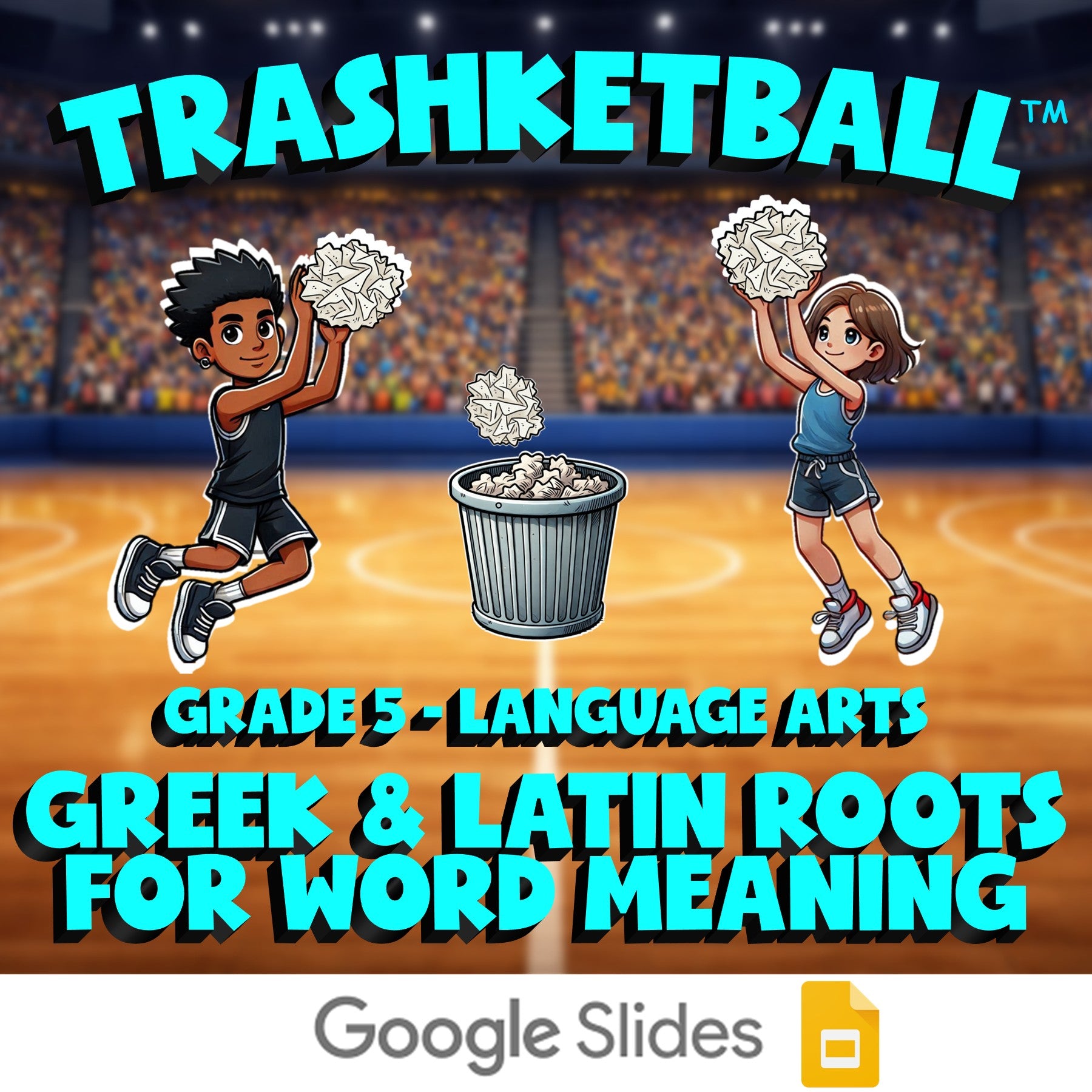 Greek & Latin Roots for Word Meaning TRASHKETBALL ELA Game - No Prep Grade 5