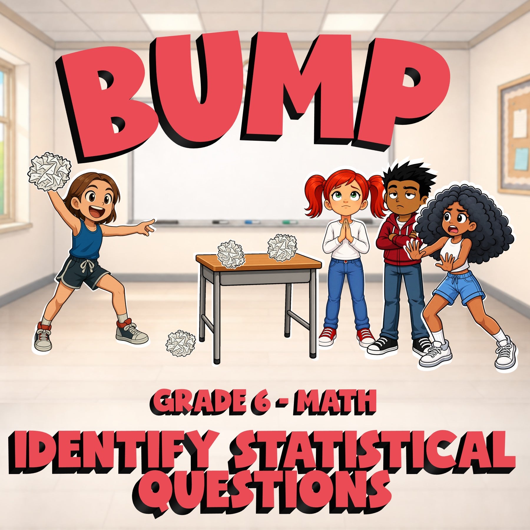 Identify Statistical Questions BUMP Math Game - No Prep Grade 6 Review Activity