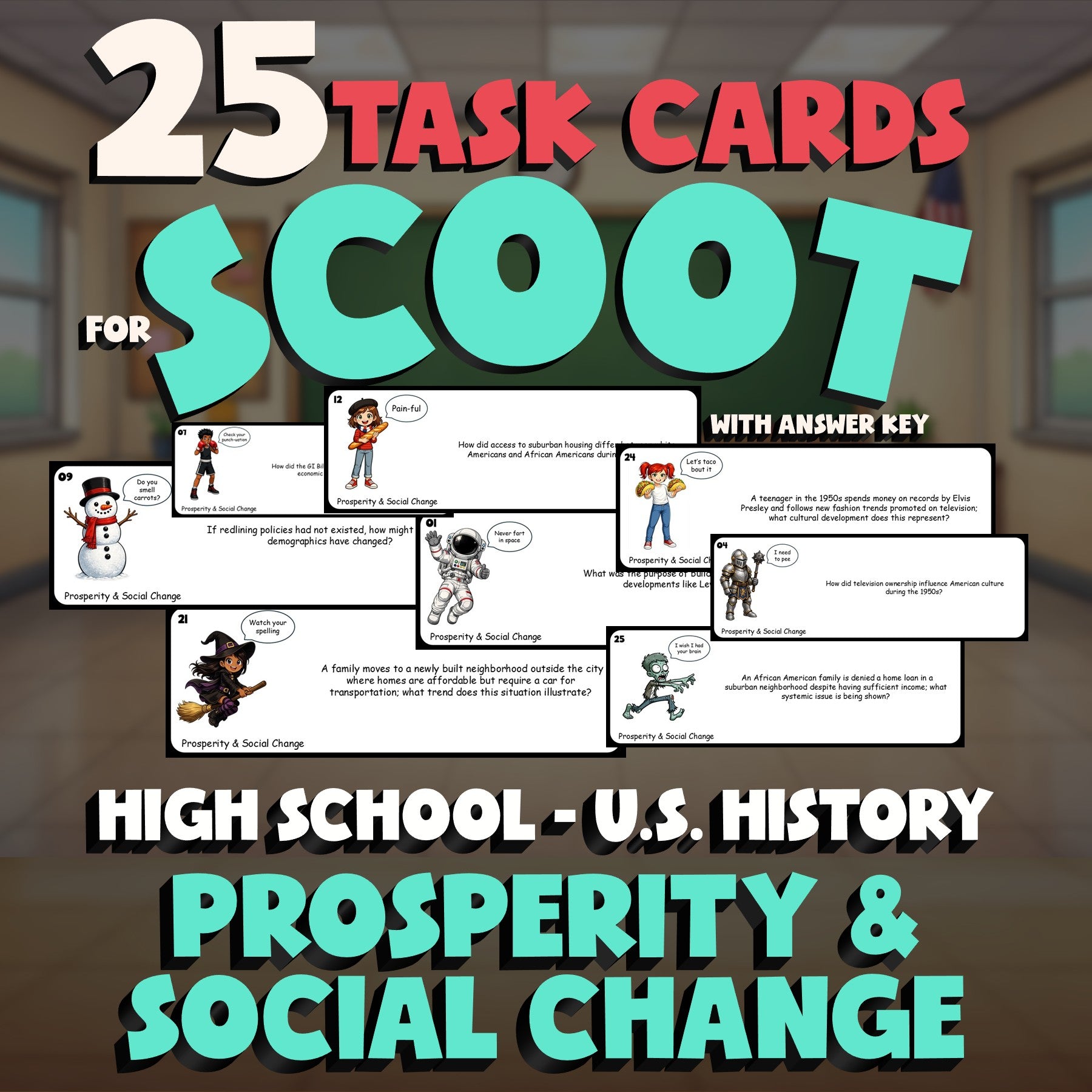 Prosperity & Social Change SCOOT TASK CARDS U.S. History Game - No Prep Review