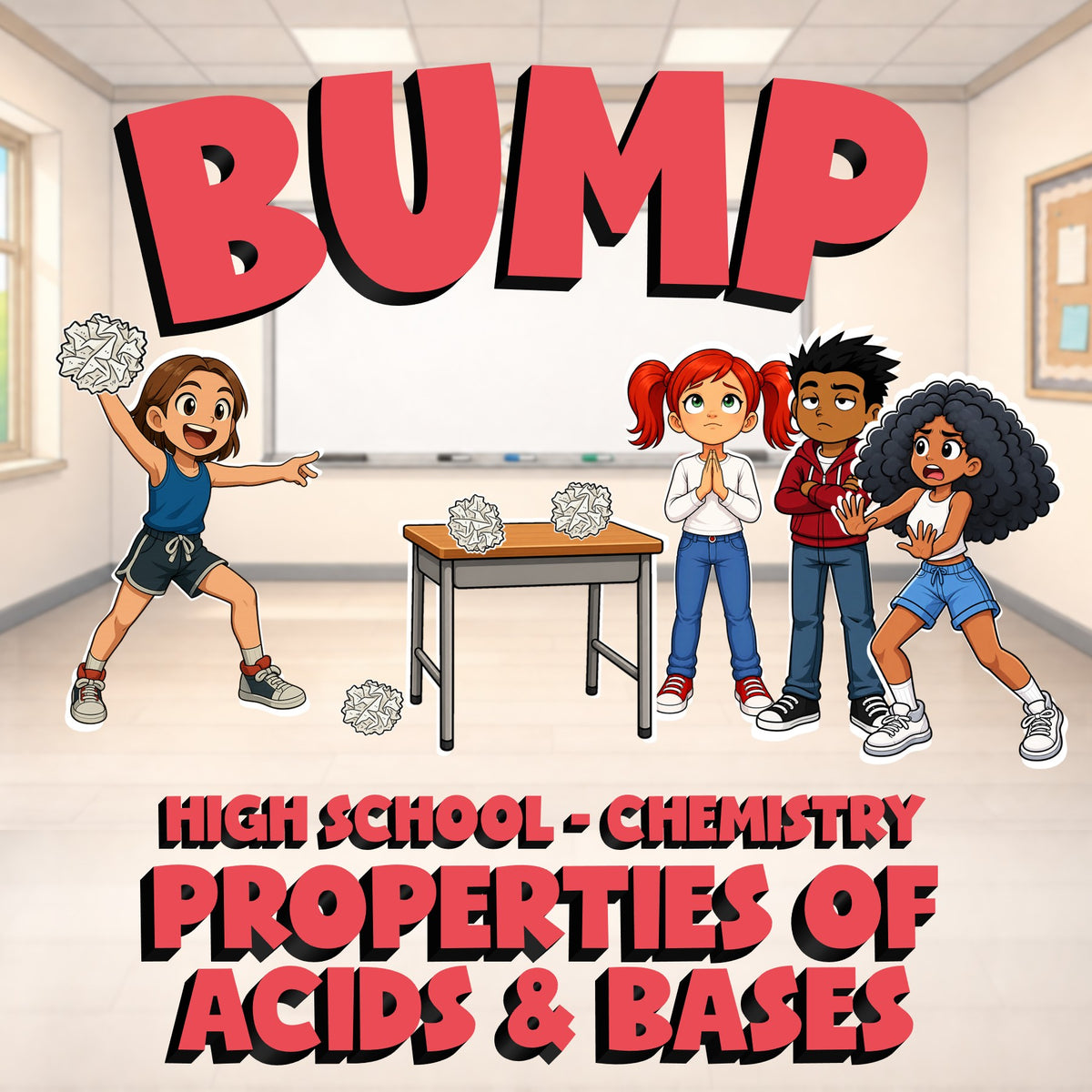 Properties of Acids & Bases BUMP Science Game - No Prep Chemistry Review