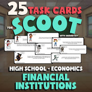Financial Institutions SCOOT TASK CARDS Economics Game - No Prep Review Activity