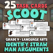Identify Straw Man Arguments SCOOT TASK CARDS ELA Game - No Prep Grade 9 Review