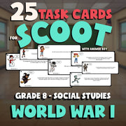 World War I SCOOT TASK CARDS Socials Game - No Prep Grade 8 Review Activity