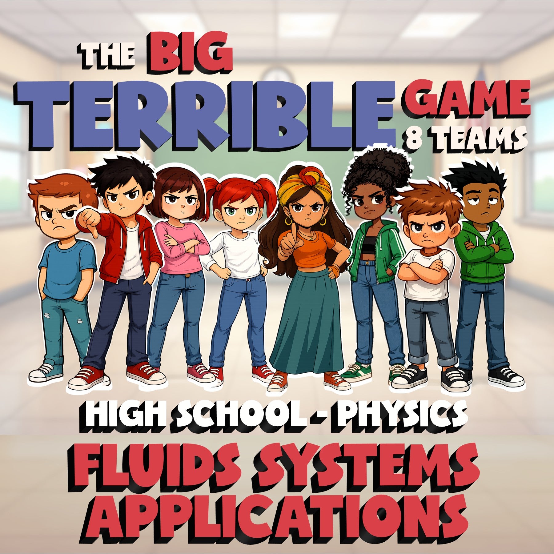 Fluids Systems Applications BIG TERRIBLE GAME - No Prep Physics Science Review