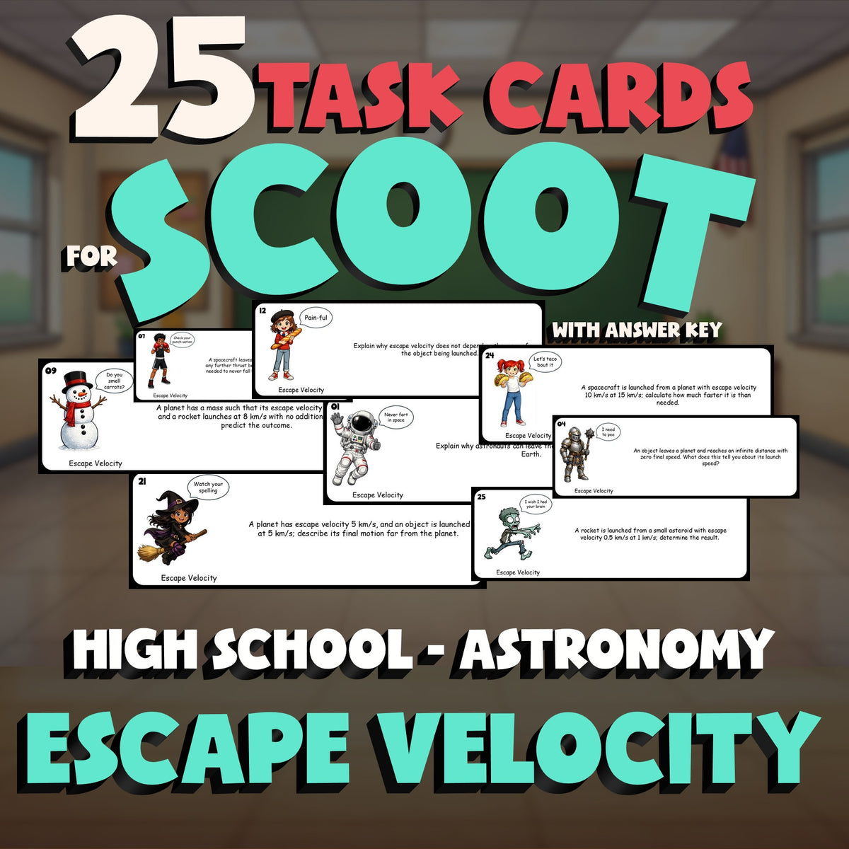 Escape Velocity SCOOT TASK CARDS Science Game - No Prep Astronomy Review