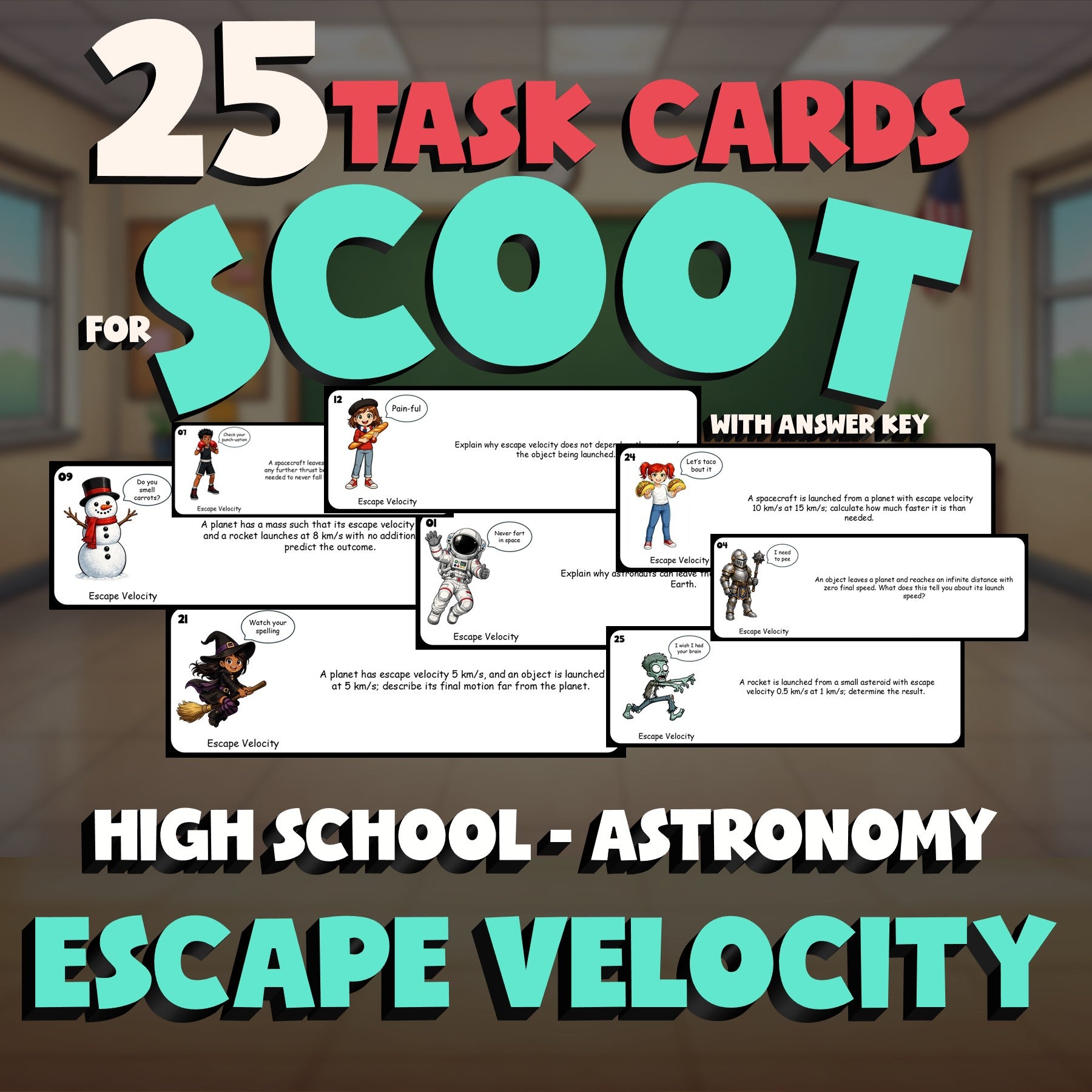 Escape Velocity SCOOT TASK CARDS Science Game - No Prep Astronomy Review