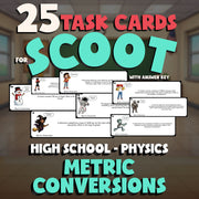 Metric Conversions SCOOT TASK CARDS Science Game - No Prep Physics Review