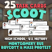 Montgomery Bus Boycott & Mass Protest SCOOT TASK CARDS U.S. History Game