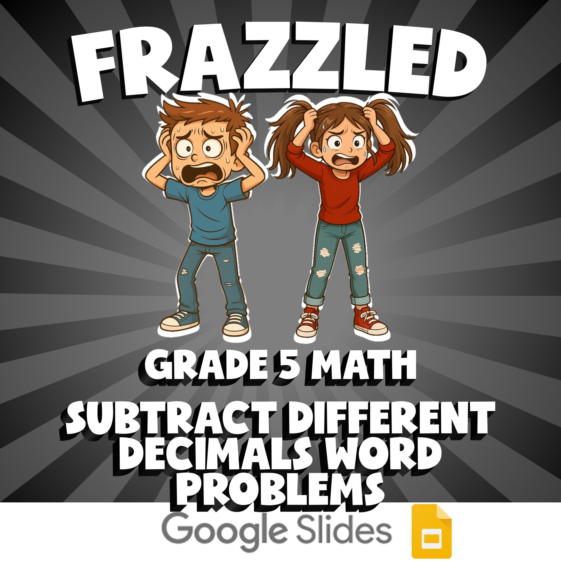 Subtract Different Decimals Word Problems FRAZZLED Math Game - No Prep Grade 5