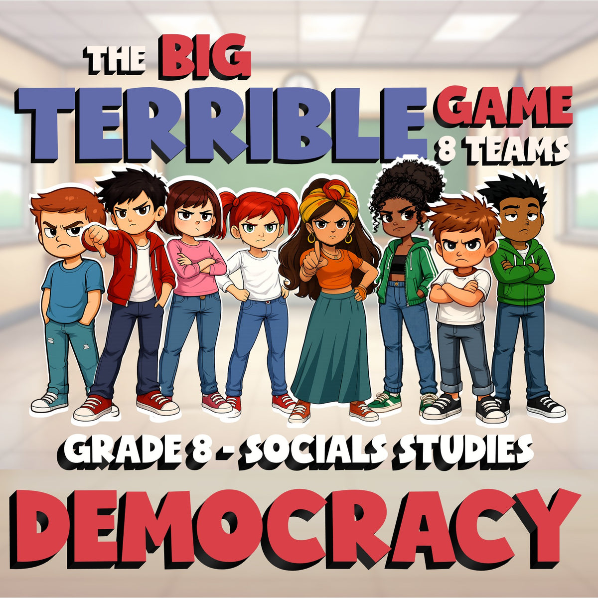 Democracy BIG TERRIBLE GAME - No Prep Grade 8 Socials Review Activity