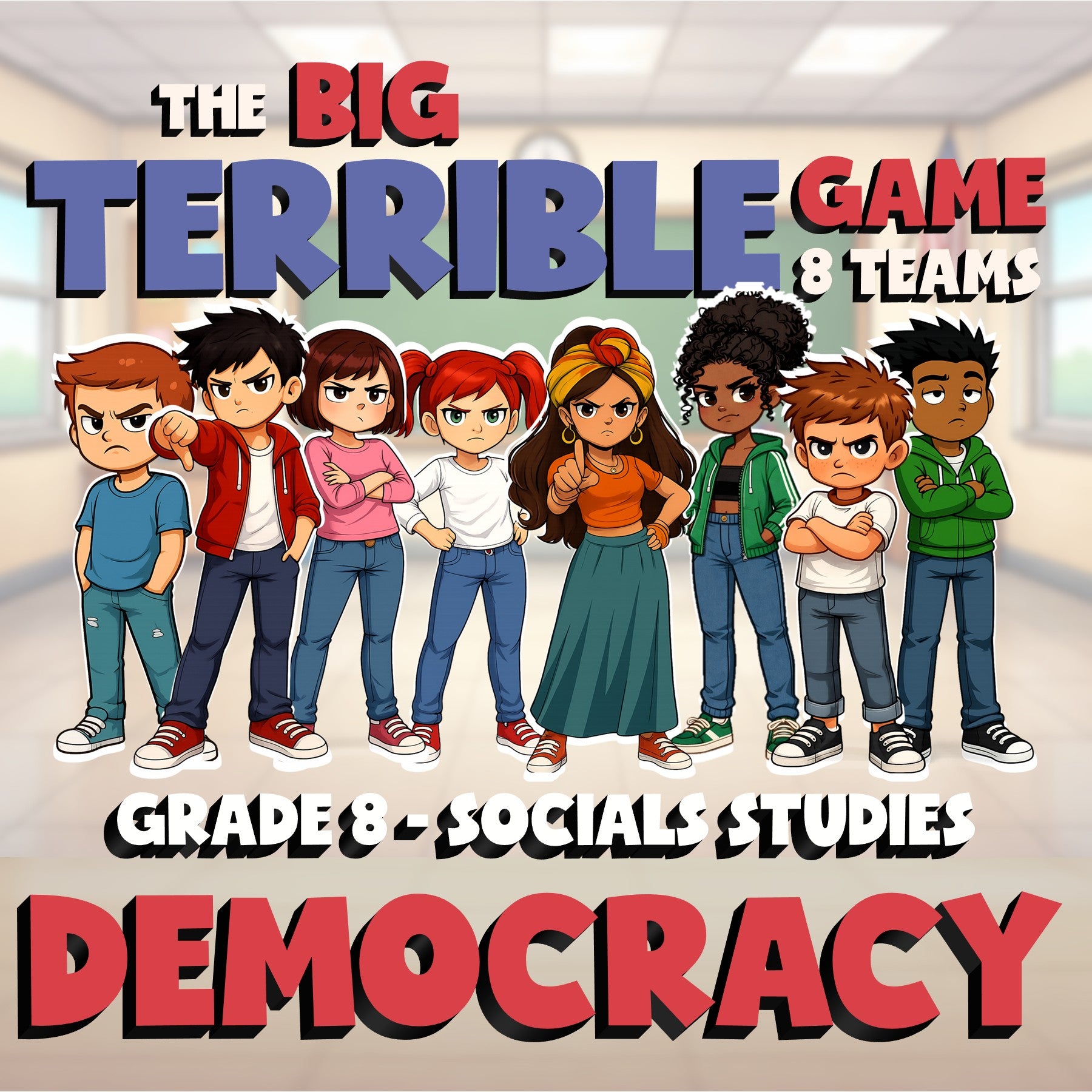 Democracy BIG TERRIBLE GAME - No Prep Grade 8 Socials Review Activity