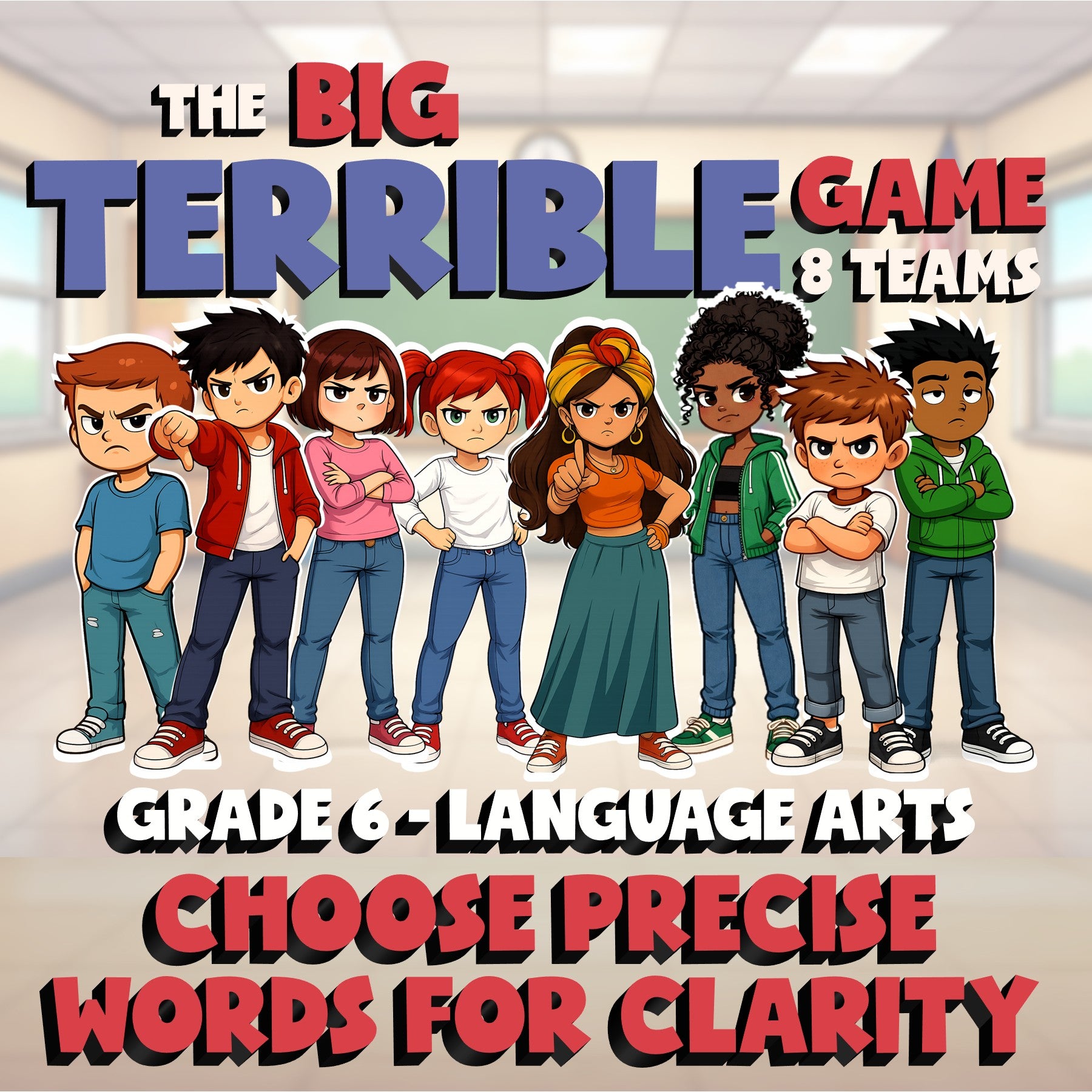Choose Precise Words for Clarity BIG TERRIBLE GAME - No Prep Grade 6 ELA Review