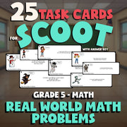 Real World Math Problems SCOOT TASK CARDS Math Game - No Prep Grade 5 Review