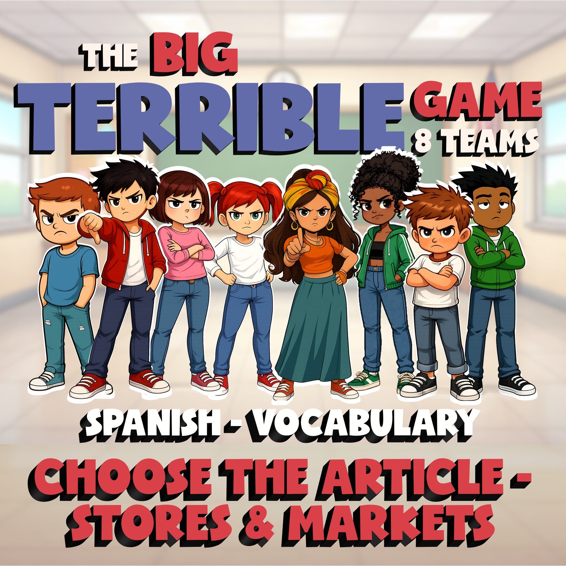 Choose The Article - Stores & Markets BIG TERRIBLE GAME - Spanish Exercise