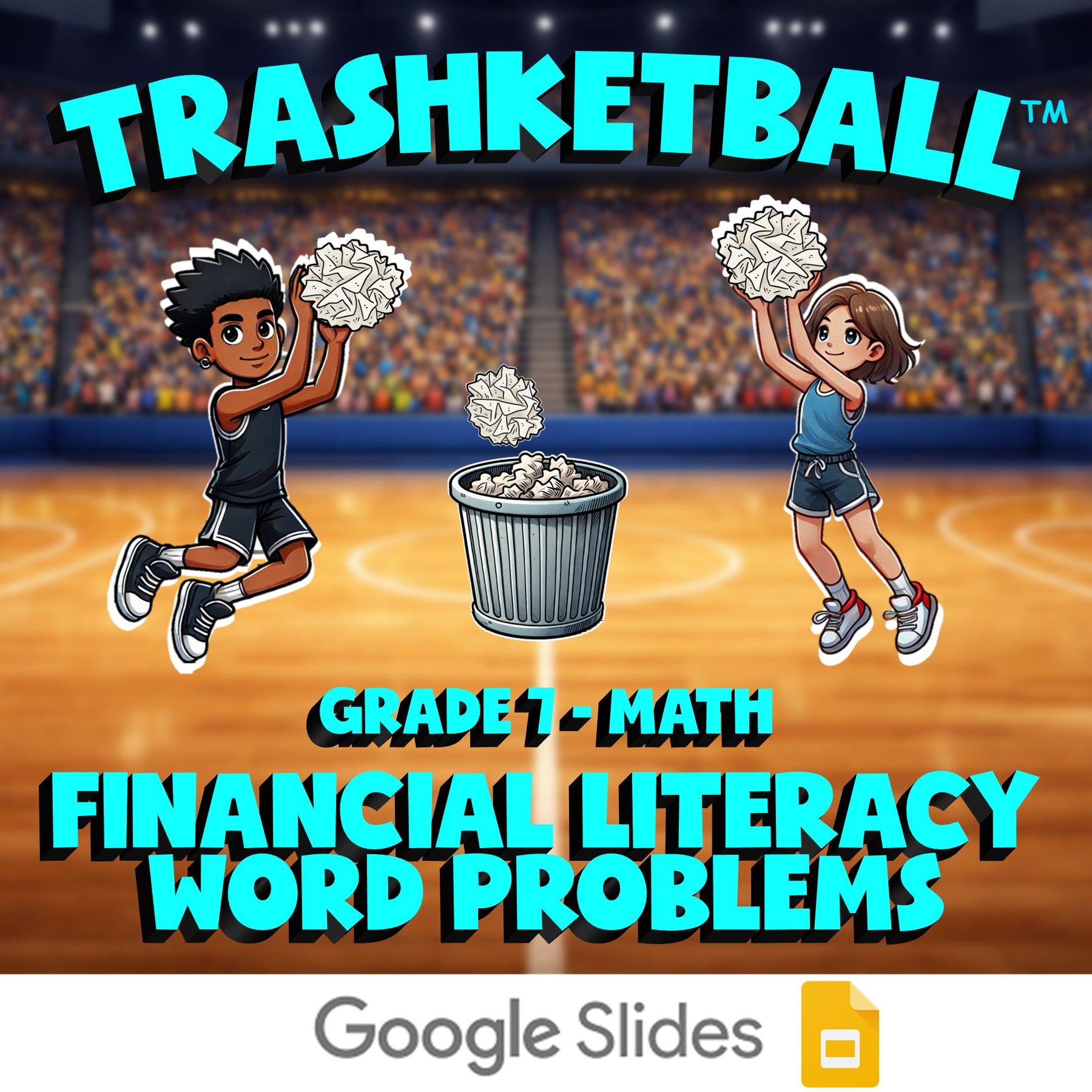Financial Literacy Word Problems TRASHKETBALL Math Game - No Prep Grade 7 Review
