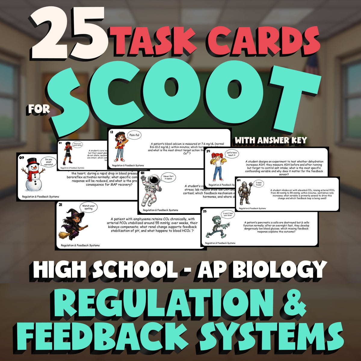 Regulation & Feedback Systems SCOOT TASK CARDS Science Game - No Prep AP Biology