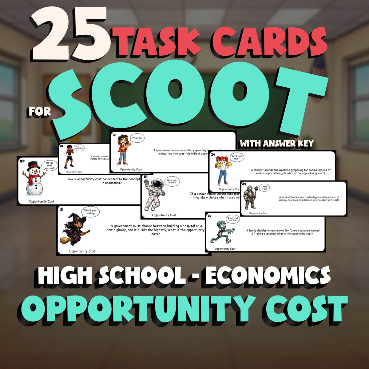 Opportunity Cost SCOOT TASK CARDS Economics Game - No Prep Review Activity