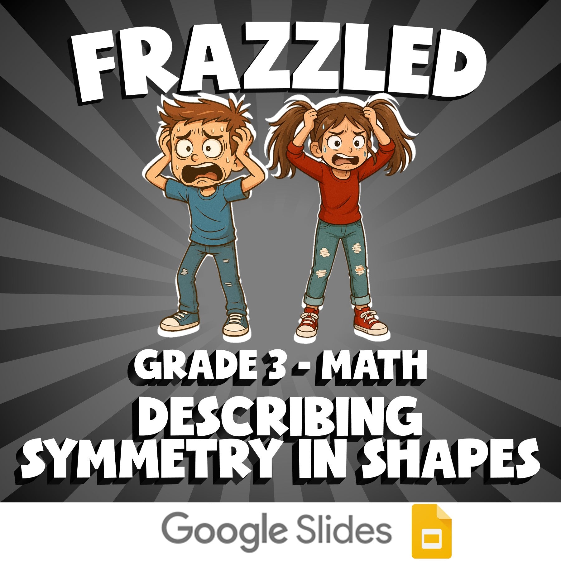 Describing Symmetry in Shapes FRAZZLED Math Game - No Prep Grade 3 Review