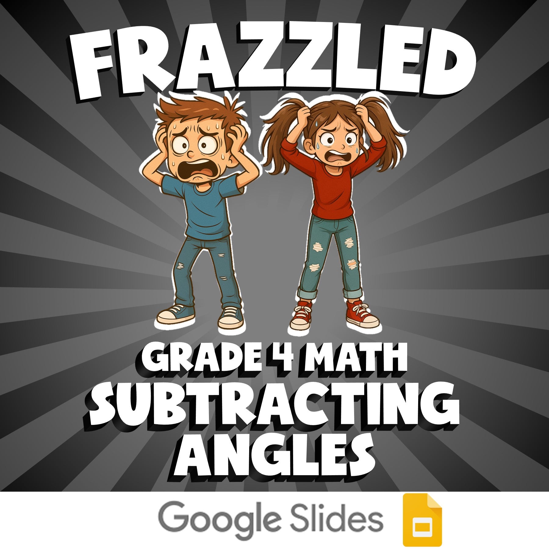 Subtracting Angles FRAZZLED Math Game - No Prep Grade 4 Review Activity