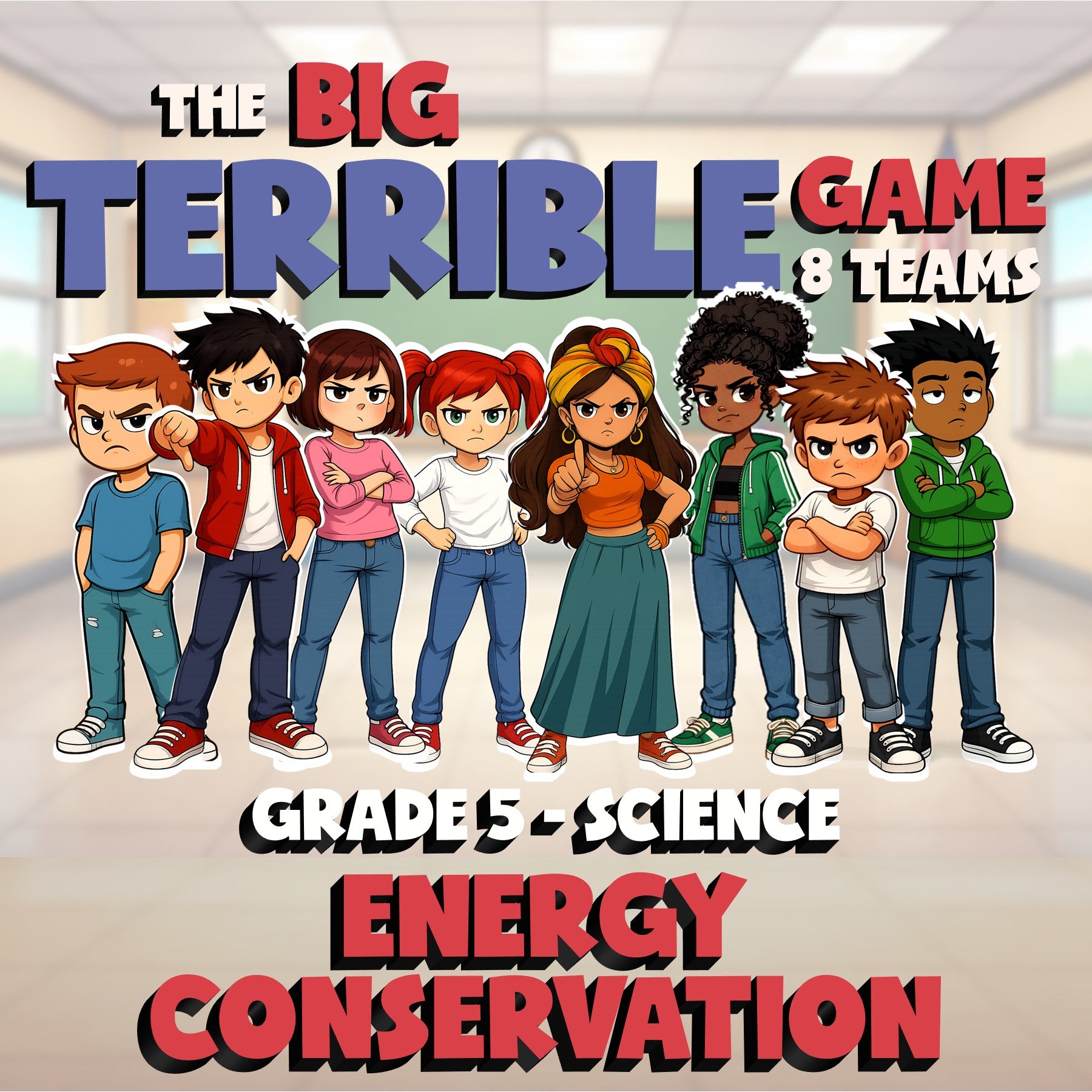 Energy Conservation BIG TERRIBLE GAME - No Prep Grade 5 Science Review Activity