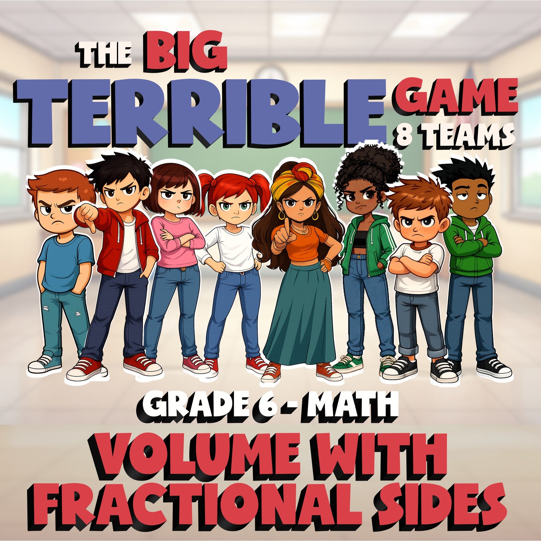 Volume with Fractional Sides BIG TERRIBLE GAME - No Prep Grade 6 Math Review