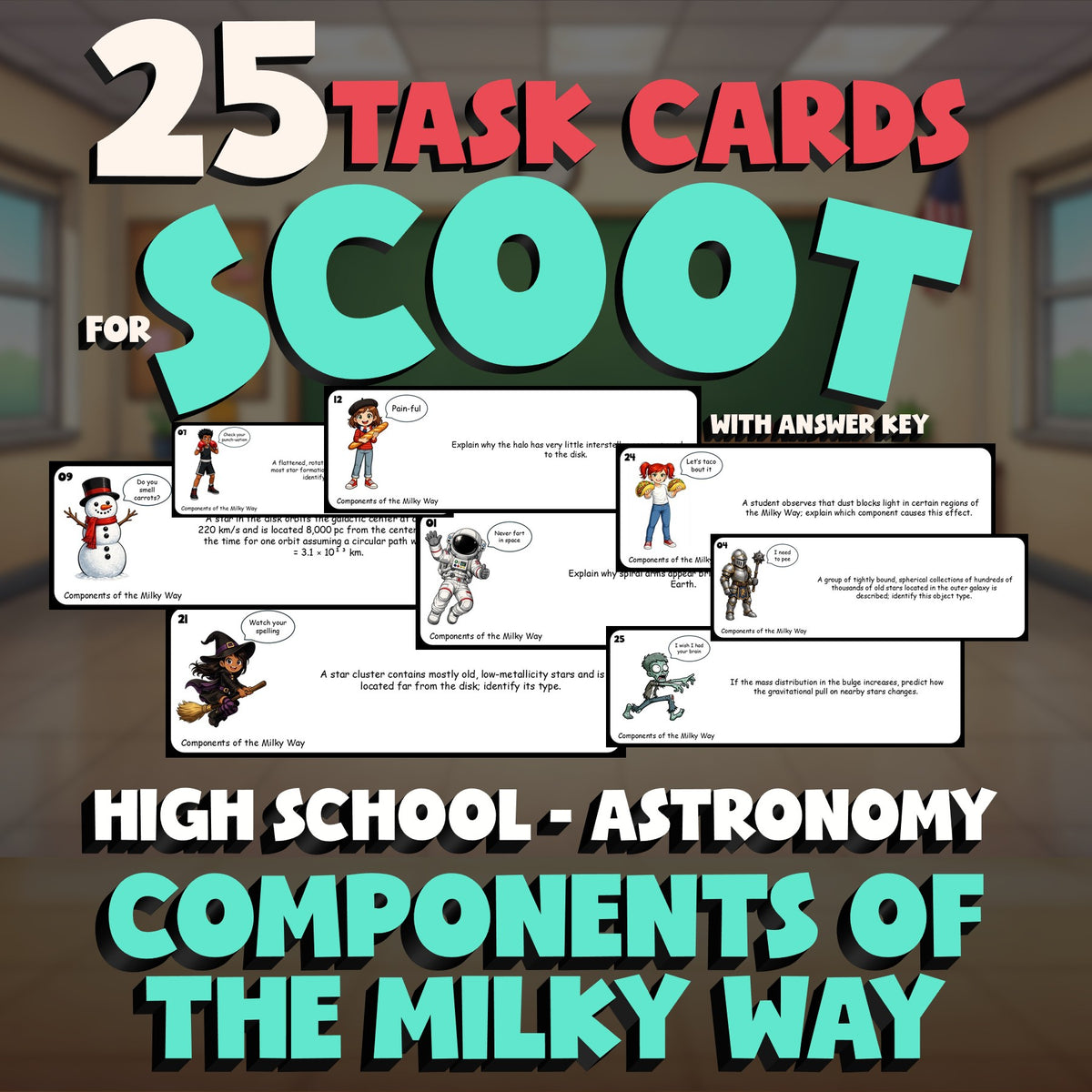 Components of the Milky Way SCOOT TASK CARDS Science Game - No Prep Astronomy