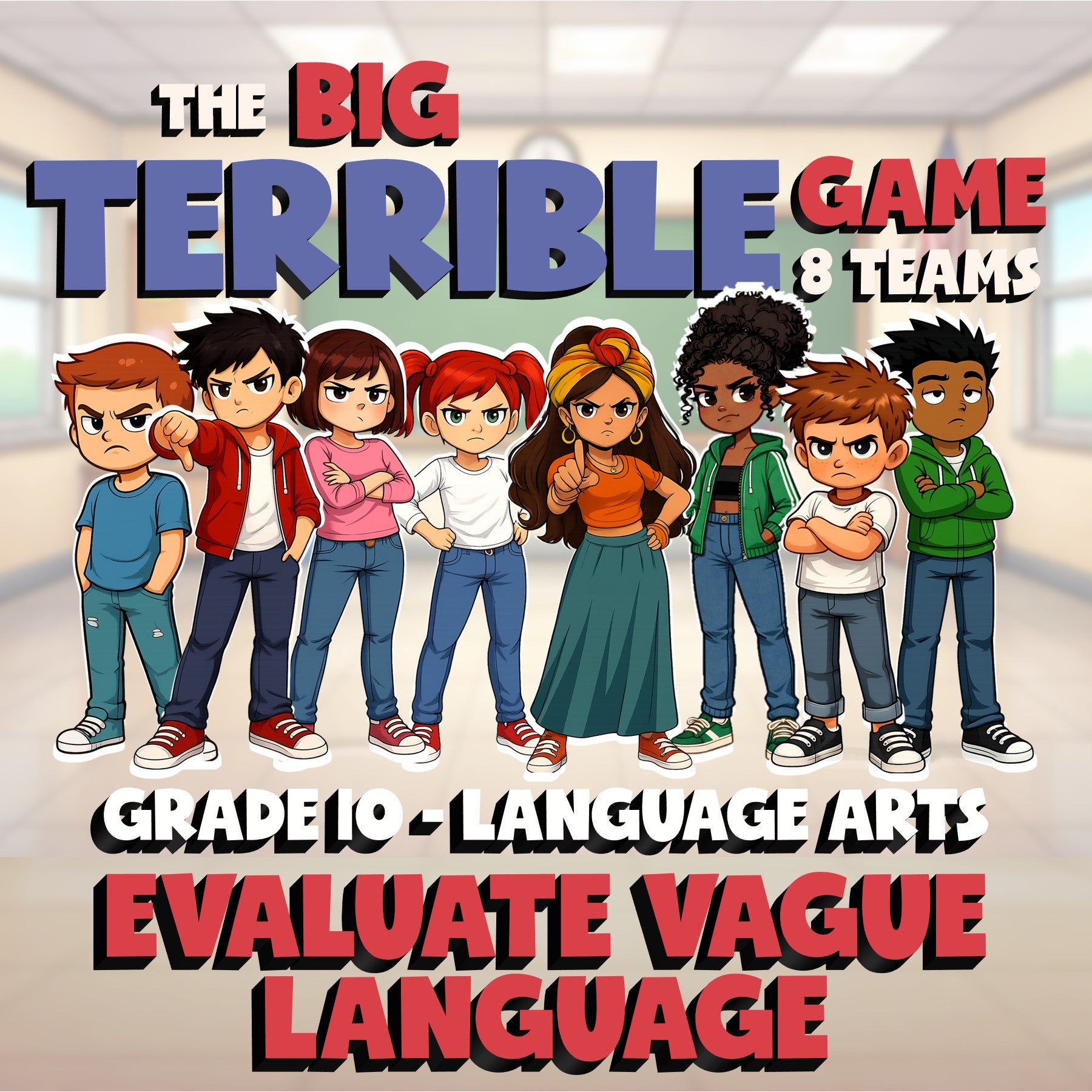 Evaluate Vague Language BIG TERRIBLE GAME - No Prep Grade 10 ELA Review Activity