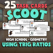 Using Trig Ratios SCOOT TASK CARDS Math Game - No Prep Geometry Review Activity