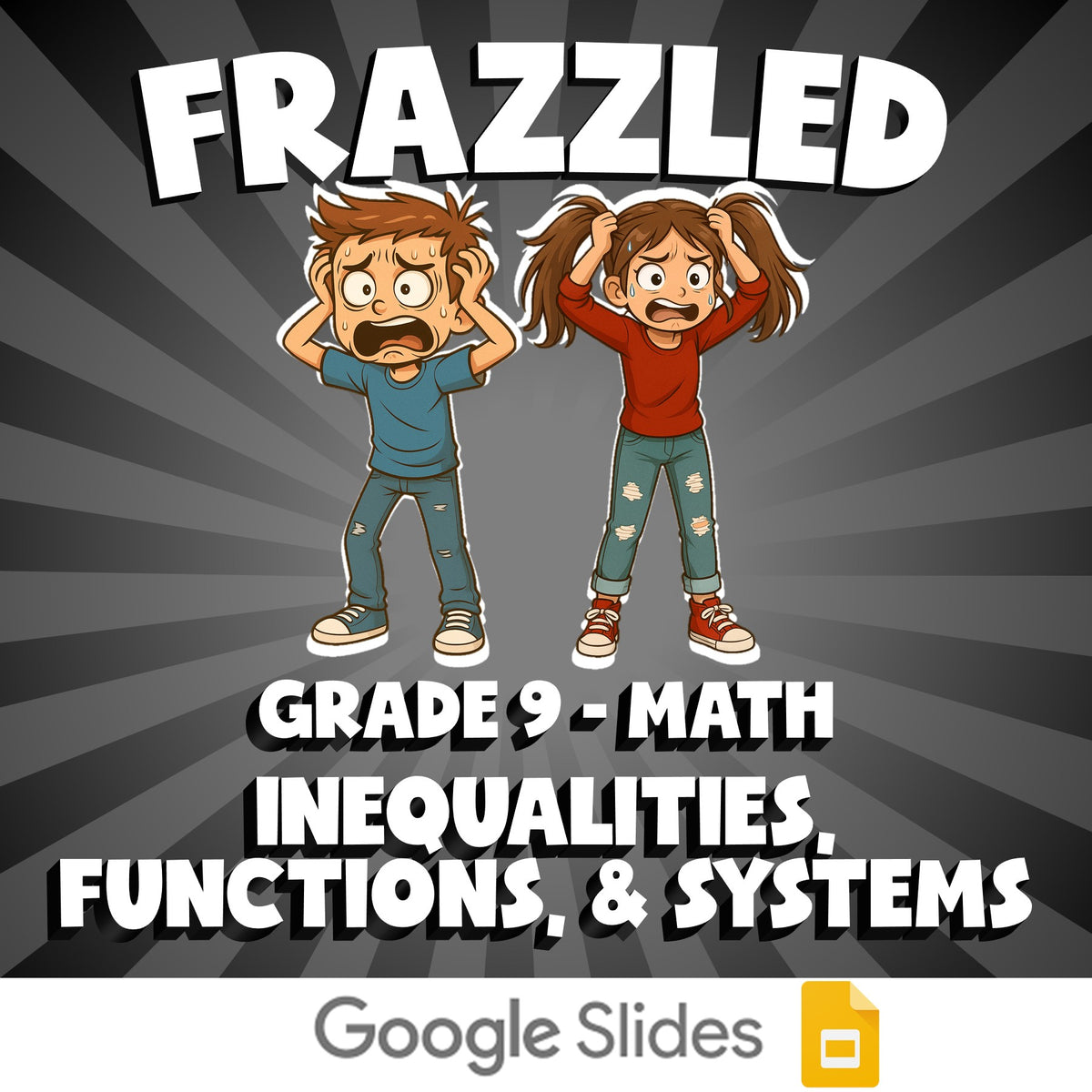 Inequalities, Functions, & Systems FRAZZLED Math Game - No Prep Grade 9 Review