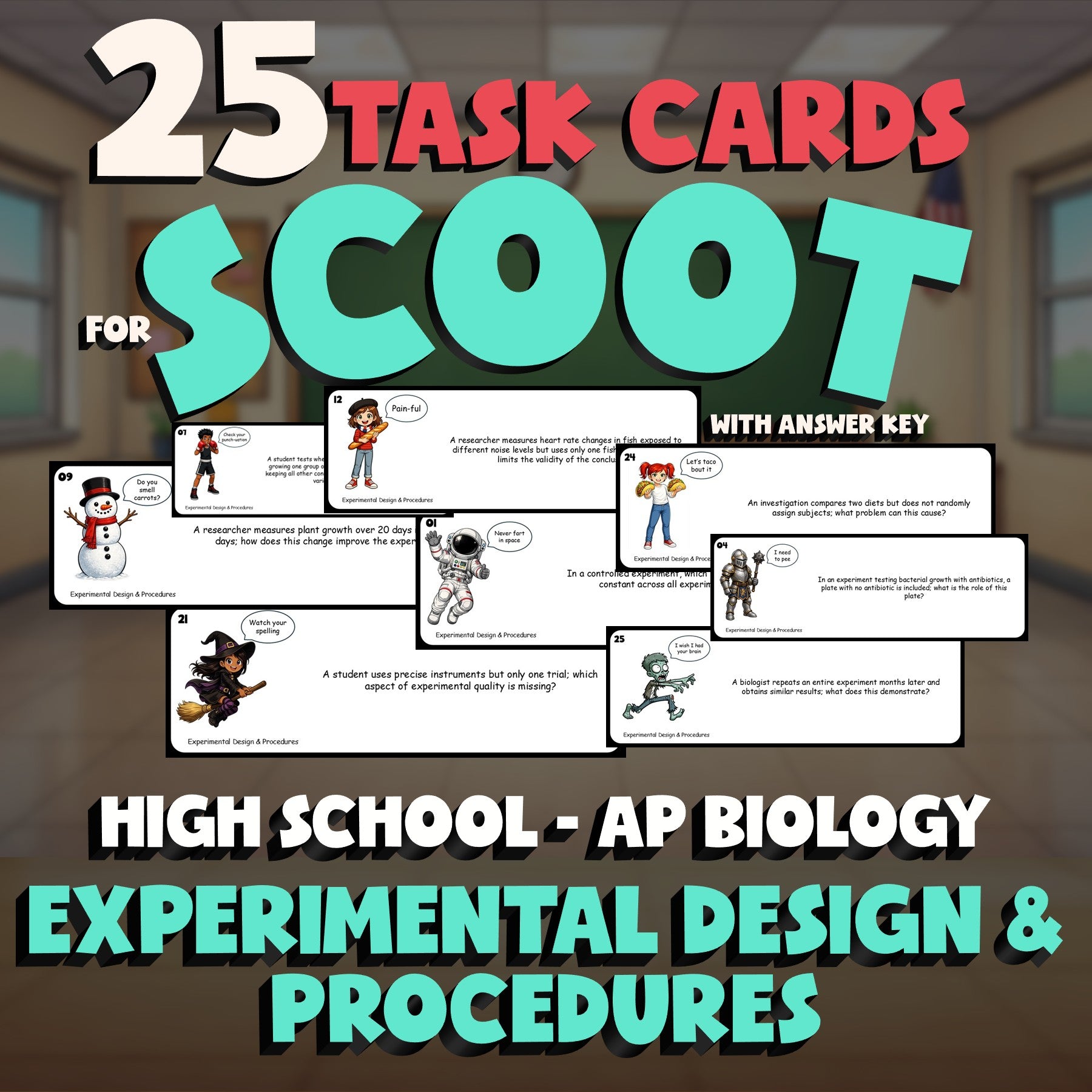 Experimental Design & Procedures SCOOT TASK CARDS Science Game - AP Biology