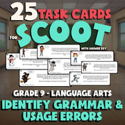 Identify Grammar & Usage Errors SCOOT TASK CARDS ELA Game - No Prep Grade 9
